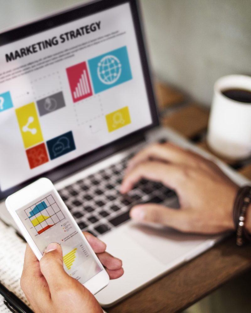 Marketing Strategy Connting Digital Devices Concept